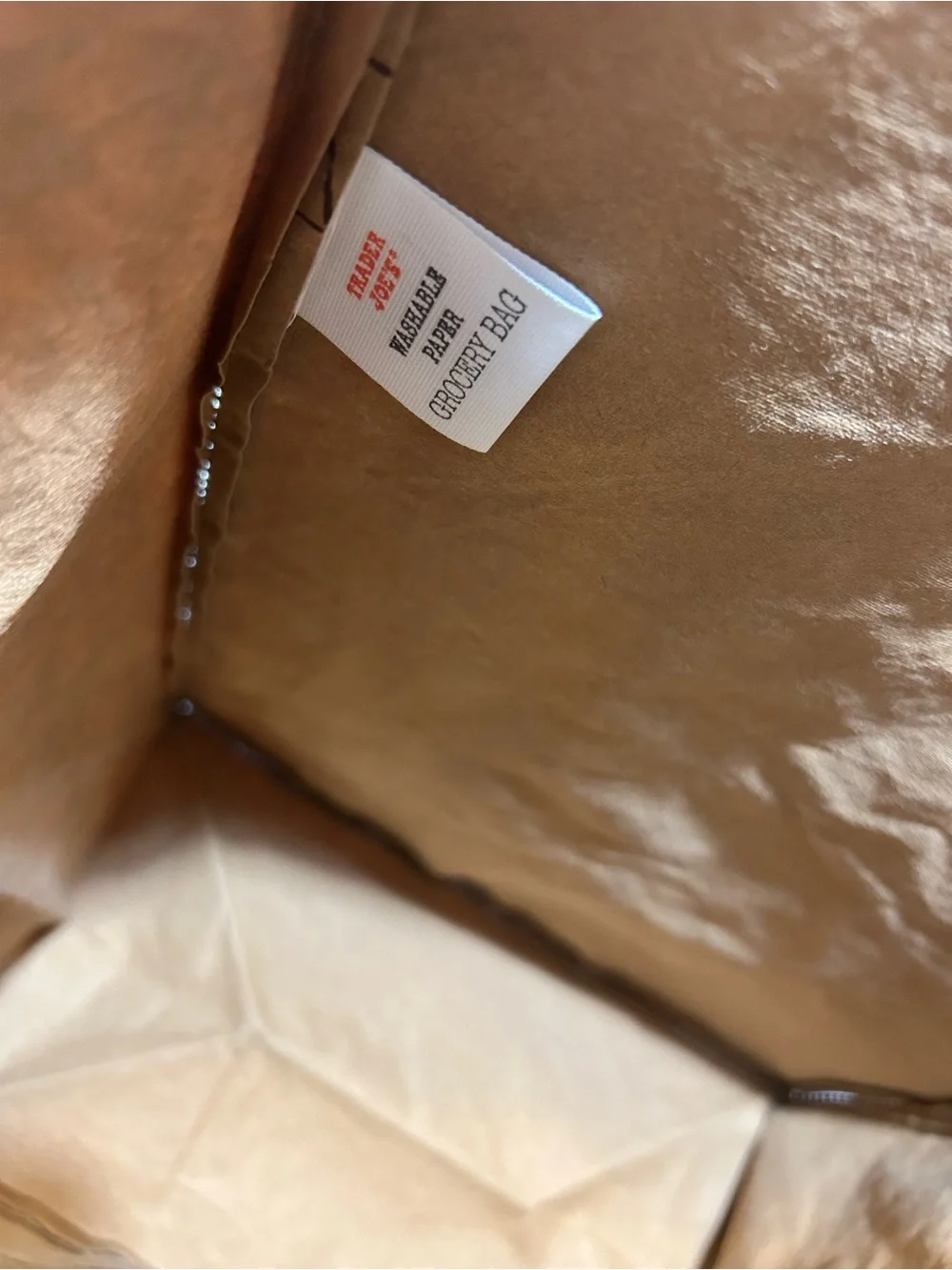 Trader Joe's Brown Reusable Washable Tote Bag with Red Logo - Picture 3 of 7